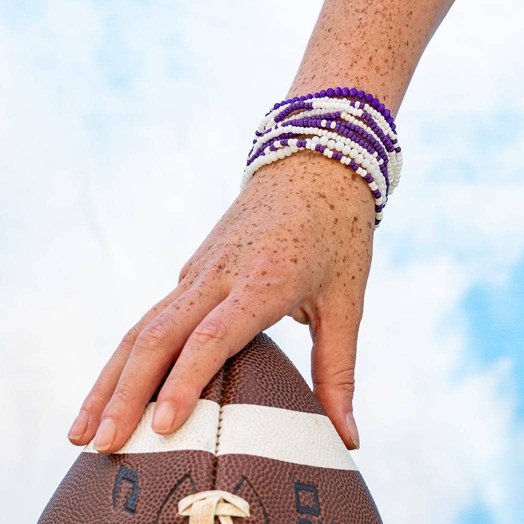 Purple and White Beaded Bracelet INK + ALLOY