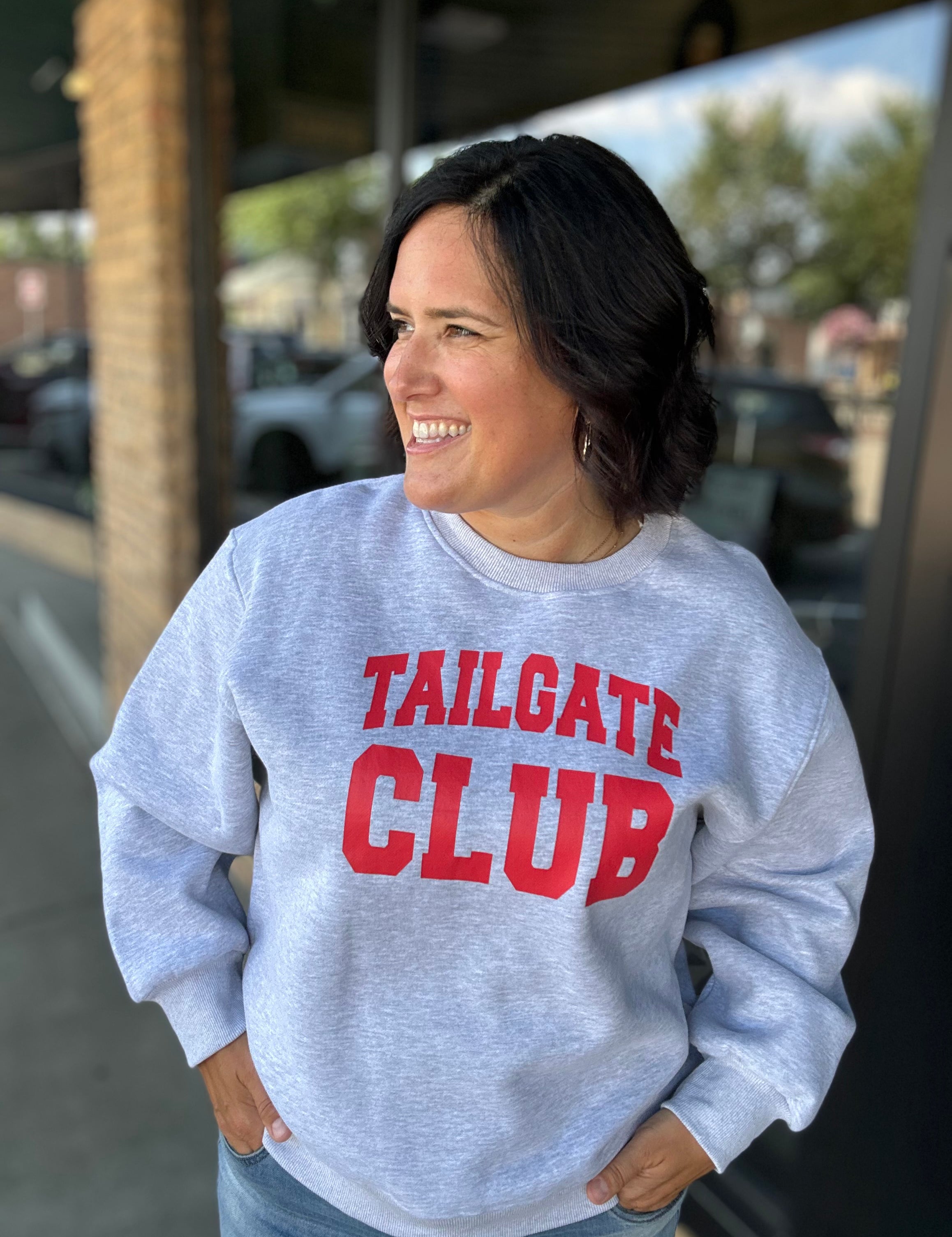 Grey Tailgate Club Sweatshirt Top - Sweatshirt PANACHE