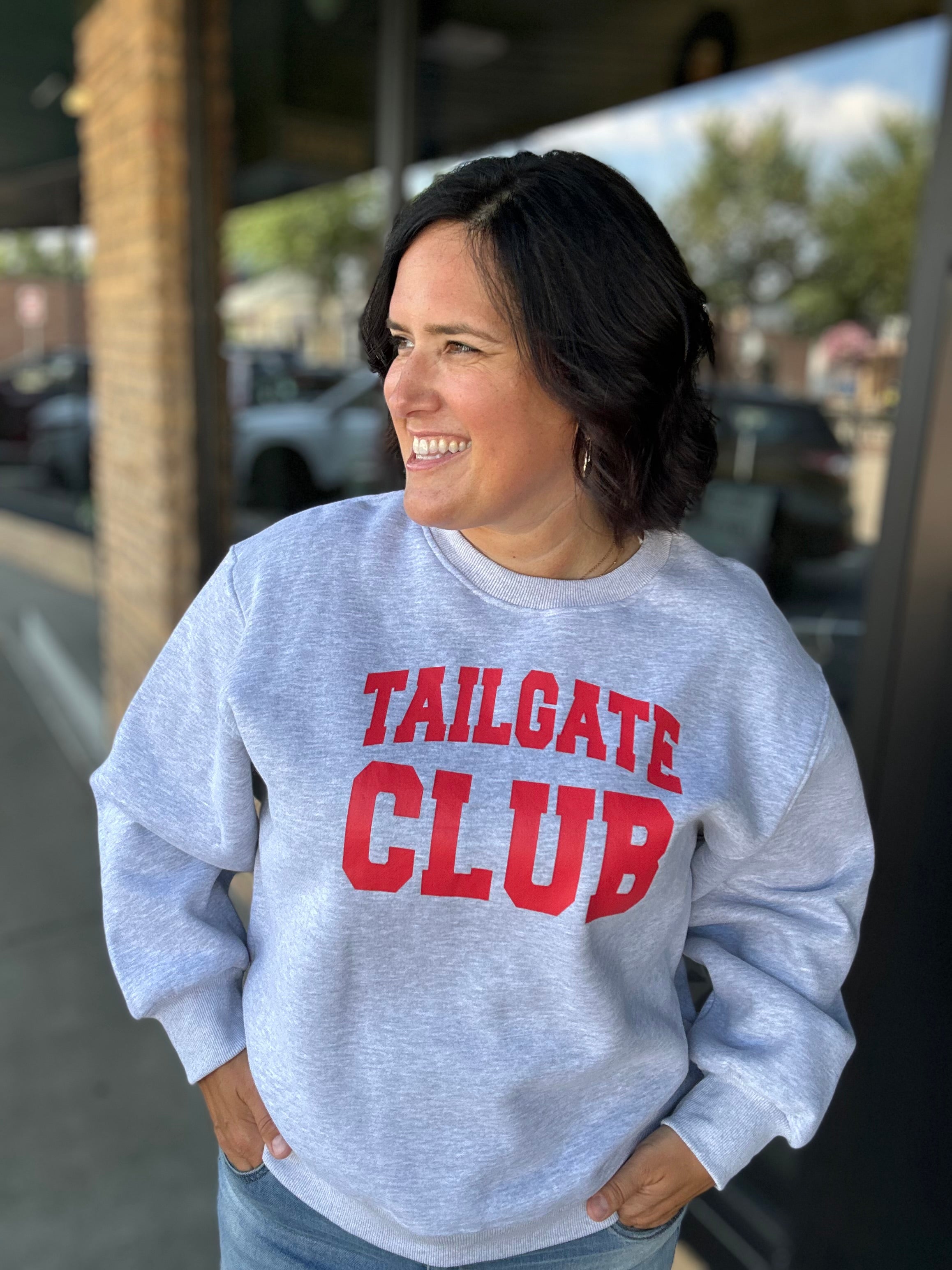 Grey Tailgate Club Sweatshirt Top - Sweatshirt PANACHE