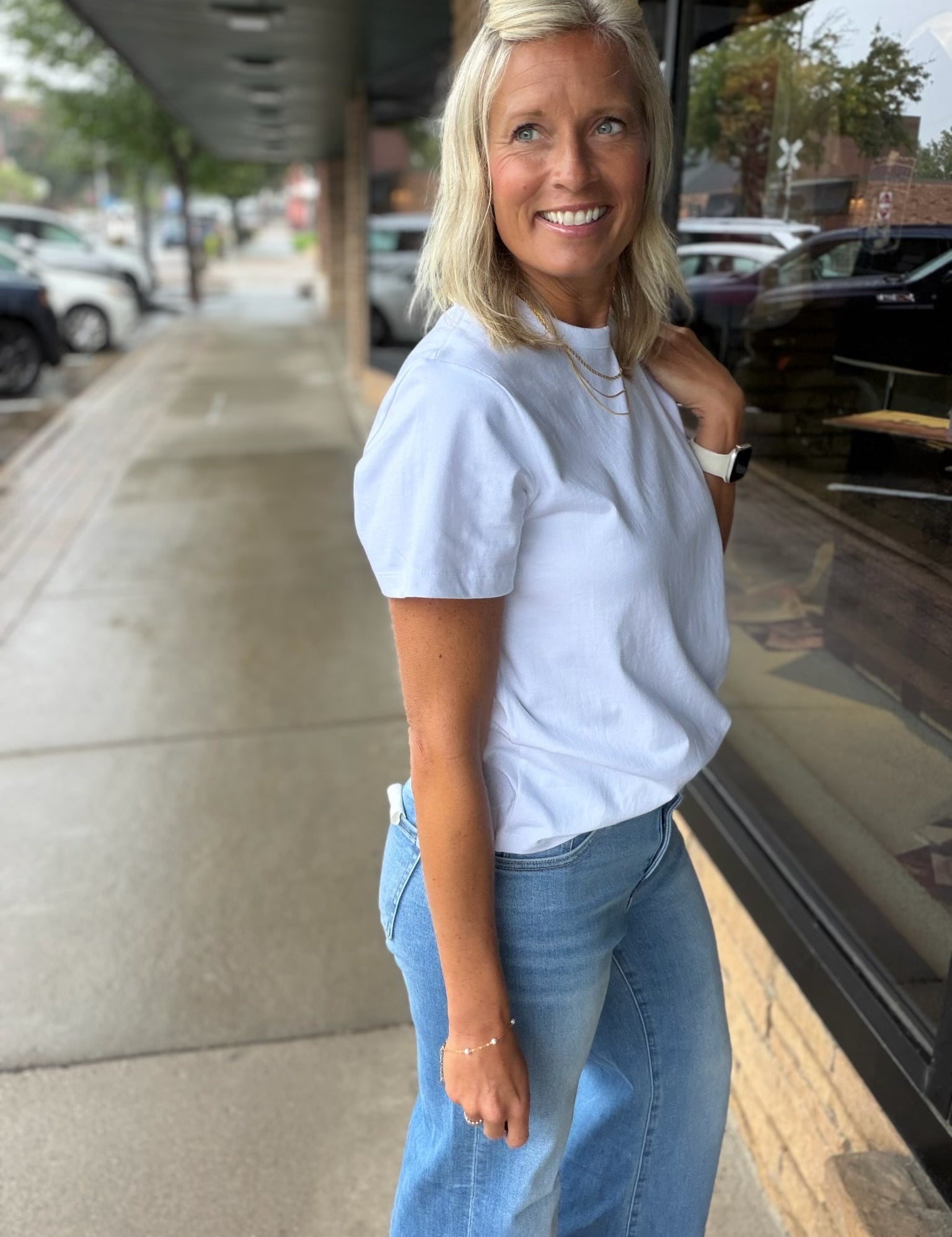 White Cotton Crew Neck Tee Top - Tee RD Style