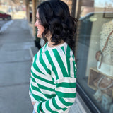 Kelly Green Striped Sweatshirt
