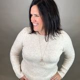 Oatmeal Puff Sleeve Sweater Top - Sweater STACCATO