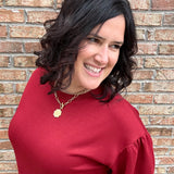 Burgundy Puff Sleeve Sweatshirt