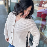 Sand ZigZag Crochet Knit Cardigan Tops- Cardigans EE:SOME