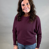 Dark Plum Dolman Boat Neck Sweater
