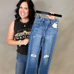 Dark Crop Straight Jeans Bottom- Pants RISEN
