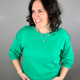 Green Seam Detail Top Top- Sweatshirt JODIFL