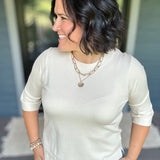 Cream Crew Neck Knit Top Top - Sweater DOE & RAE