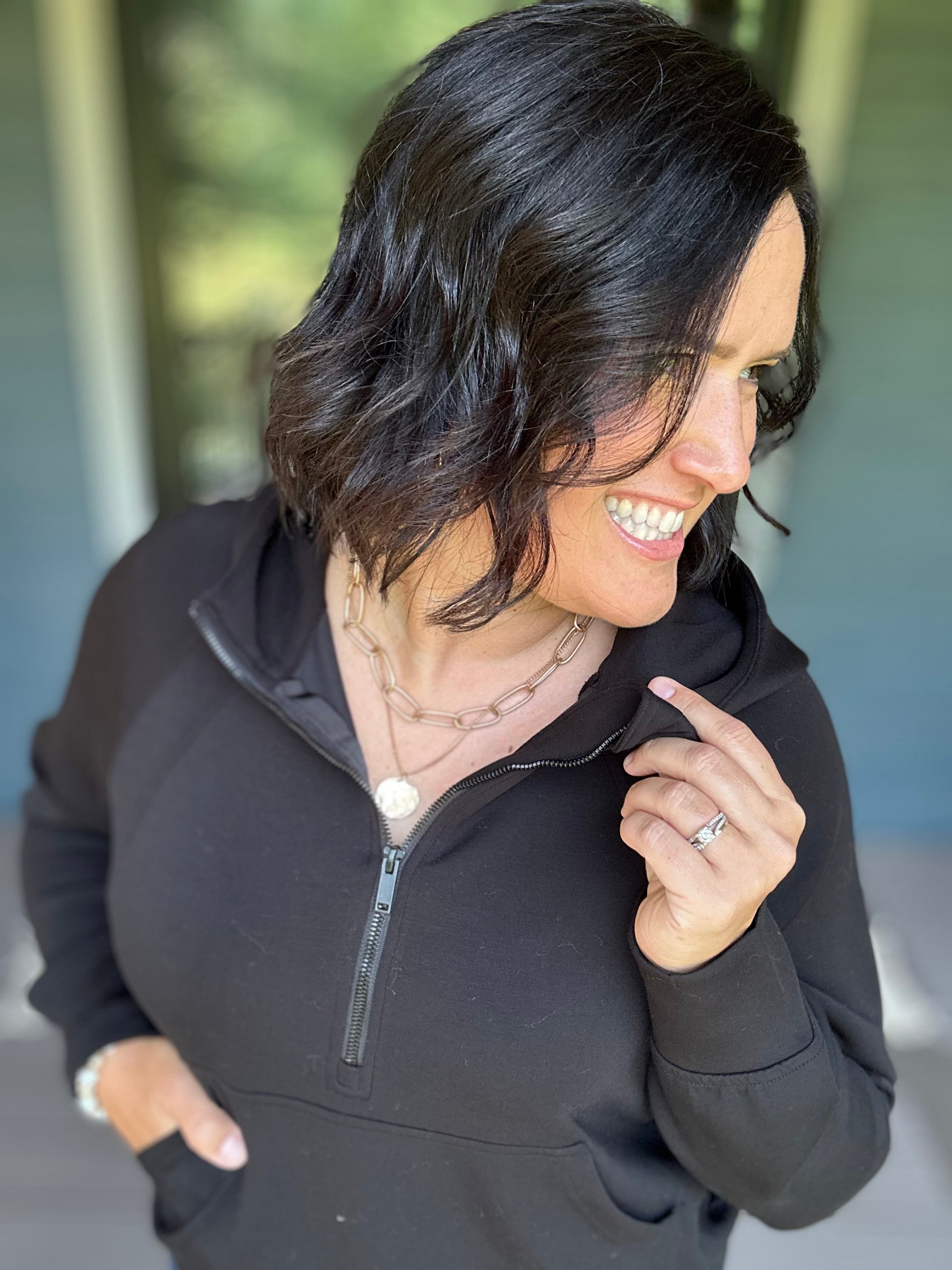 Black Quarter Zip Hoodie Top Top - Sweatshirt RAE MODE