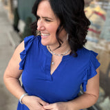 Royal Blue Flutter Sleeve Lizzy Top