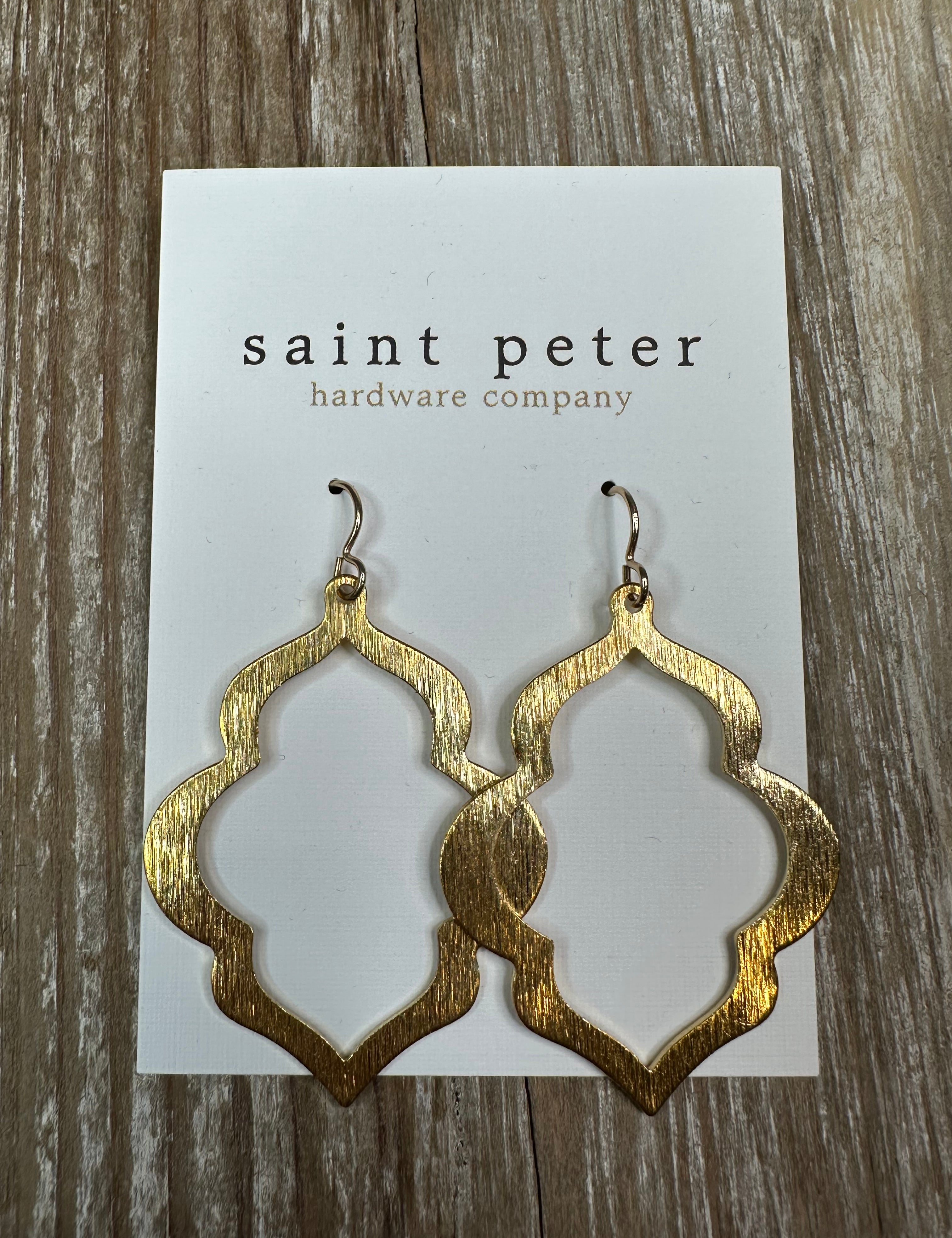 Gold Textured Dangle Earrings Jewelry - Earrings St. Peter Hardware