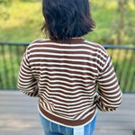 Brown & Cream Stripe Sweater Top - Sweater Mod Ref