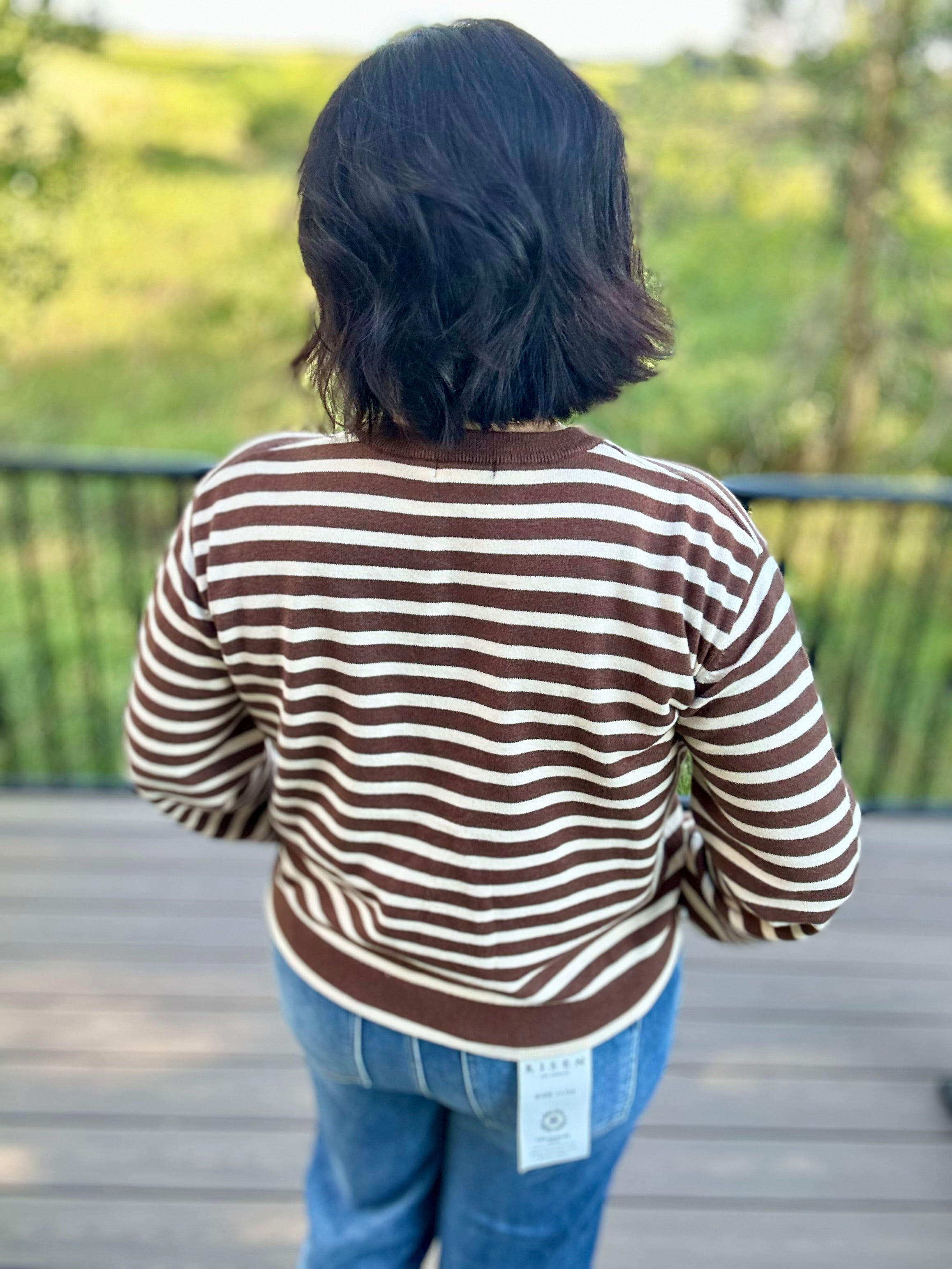 Brown & Cream Stripe Sweater Top - Sweater Mod Ref