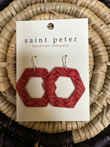 Washed Red Hexy Earrings
