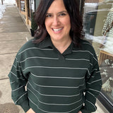 Regency Green/Cream Stripe Polo Top