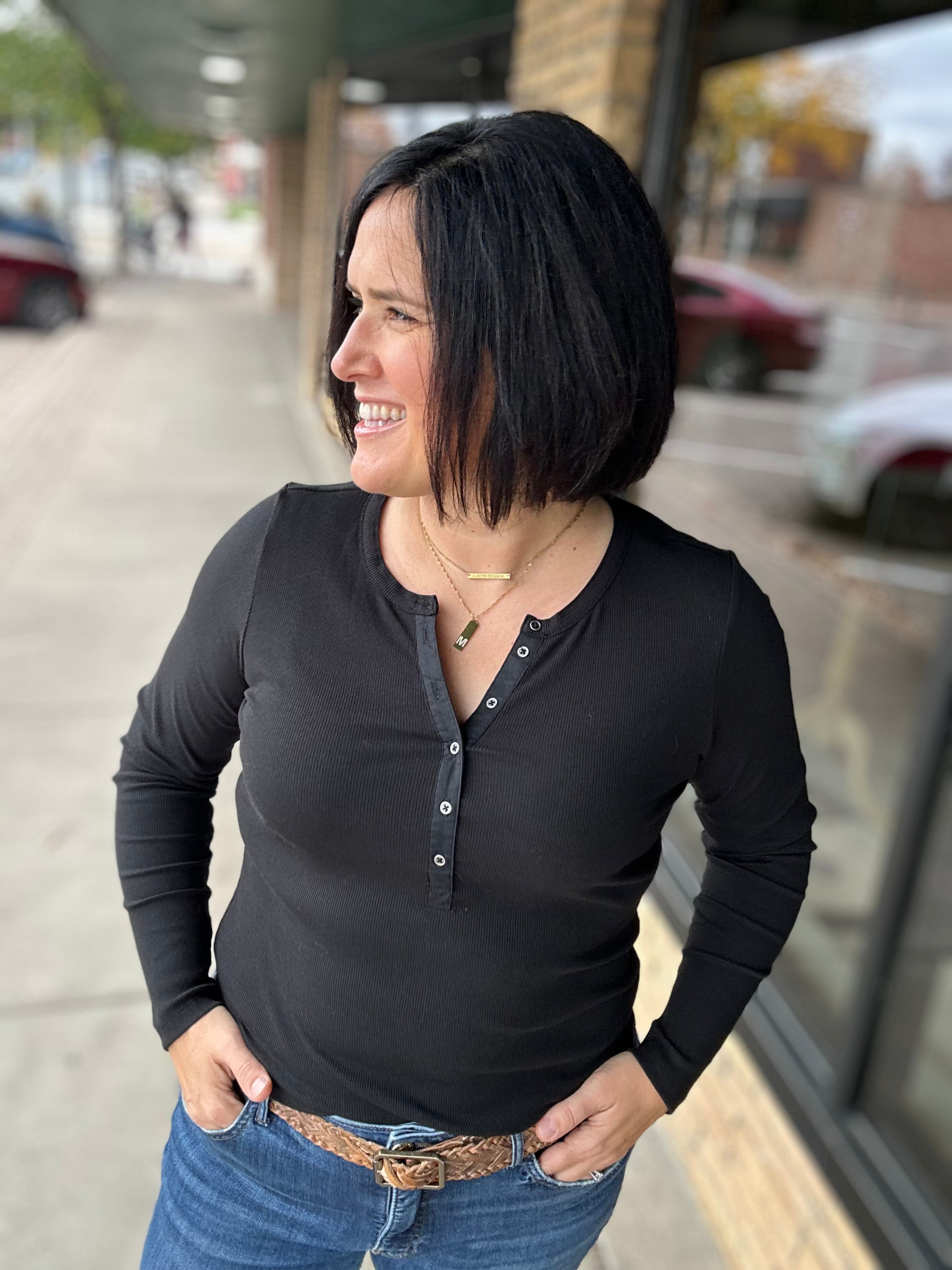 Denning LS Henley in Black Tops- Long Sleeve FLAG AND ANTHEM