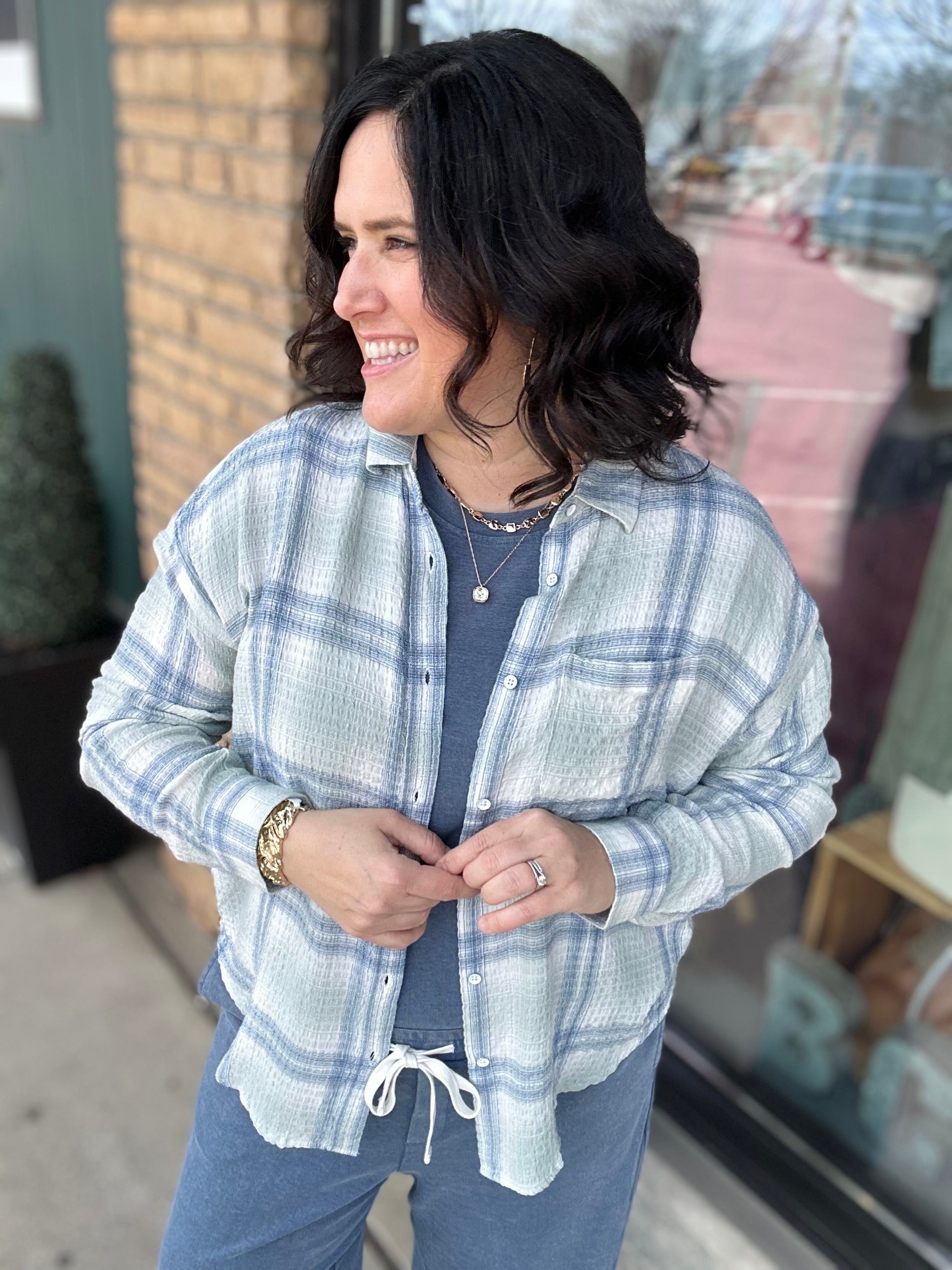 Sage Combo Leetonia Top Tops - Button Ups FLAG AND ANTHEM