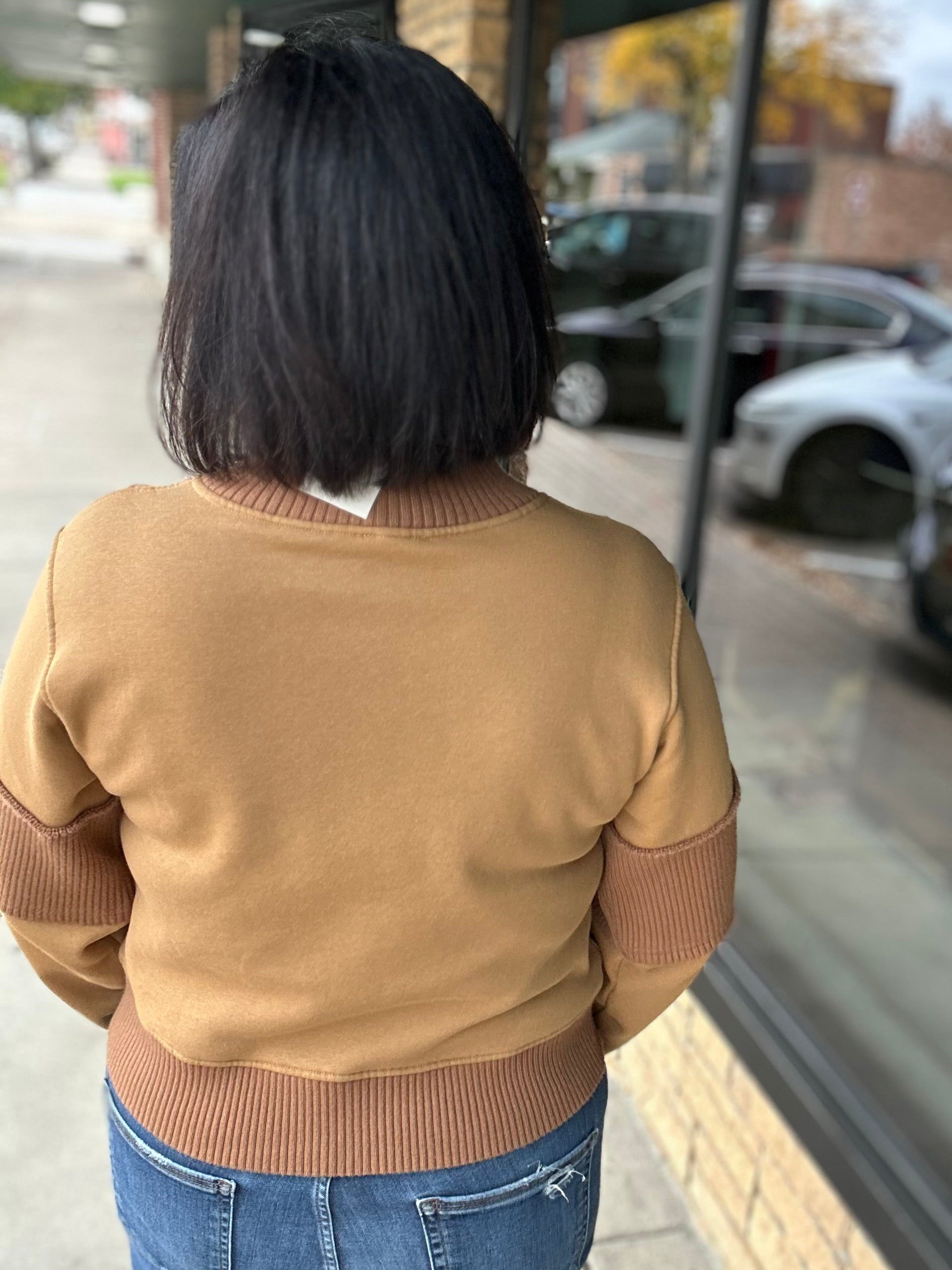 Sepia Half Zip-Up Brushed Terry Top Top - Sweatshirt HEM & THREAD