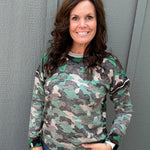 Camo Printed Crew Neck Sweater Top - Sweater FATE by LFD