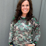 Camo Printed Crew Neck Sweater Top - Sweater FATE by LFD