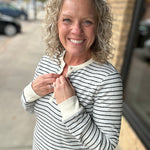 Ivory Black Stripe Aeris Top Top - Tee THREAD & SUPPLY