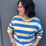 Yellow/Blue Striped Sweatshirt Top - Sweatshirt JODIFL