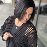 Black Crochet Open Cardigan