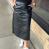 Black Vegan Midi Skirt