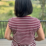 Wine Stripe Ribbed Sleeveless Top