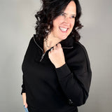 Black Seanni Soft Knit Pullover Top - Sweatshirt RD International