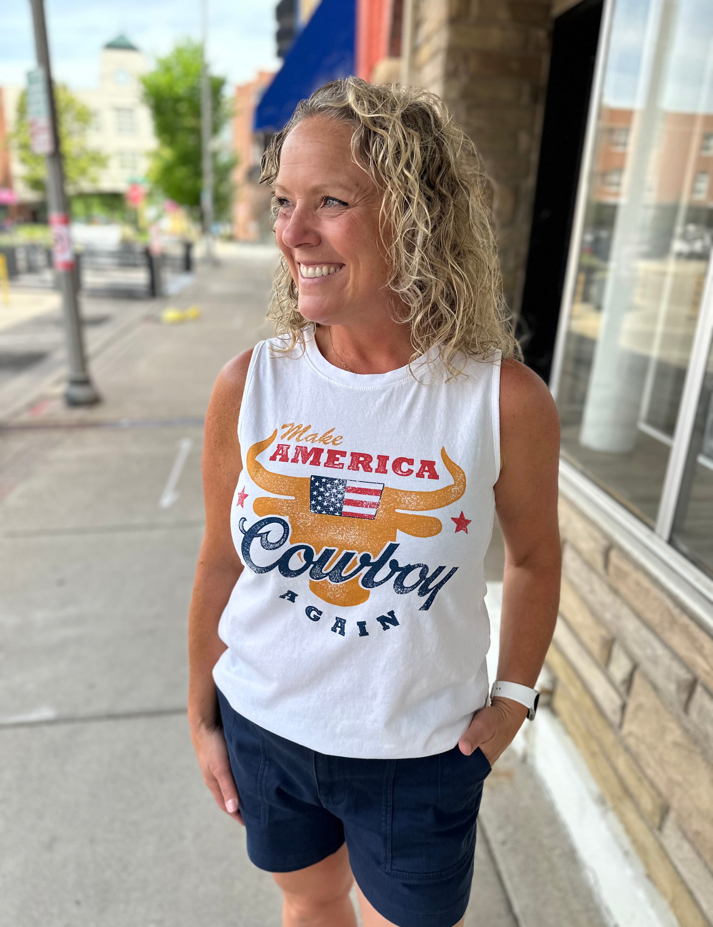 Make America Cowboy Again Tank Tops- Tees HRTandLUV