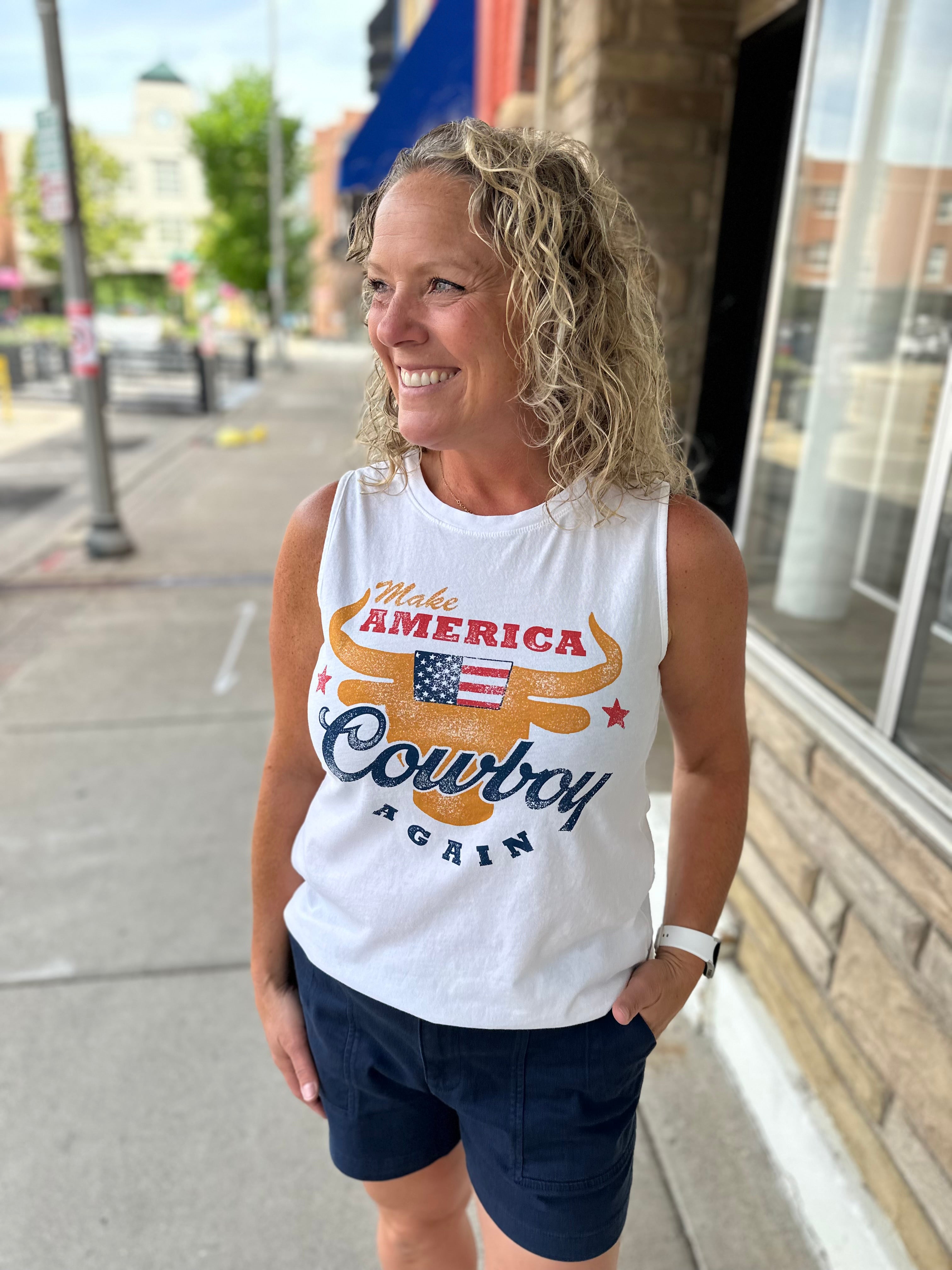 Make America Cowboy Again Tank Tops- Tees HRTandLUV
