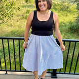 Black Stripe Twofer Midi Dress