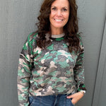 Camo Printed Crew Neck Sweater Top - Sweater FATE by LFD