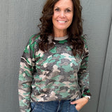 Camo Printed Crew Neck Sweater Top - Sweater FATE by LFD