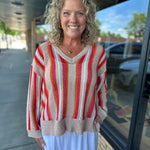 Multi Knit Striped Sweater Top - Sweater COZY CO.