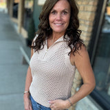 Taupe Half Zip Knit Tank Top - Sweater FATE by LFD