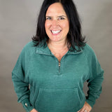 Green Quarter Zip Sweatshirt Top - Sweatshirt PANACHE