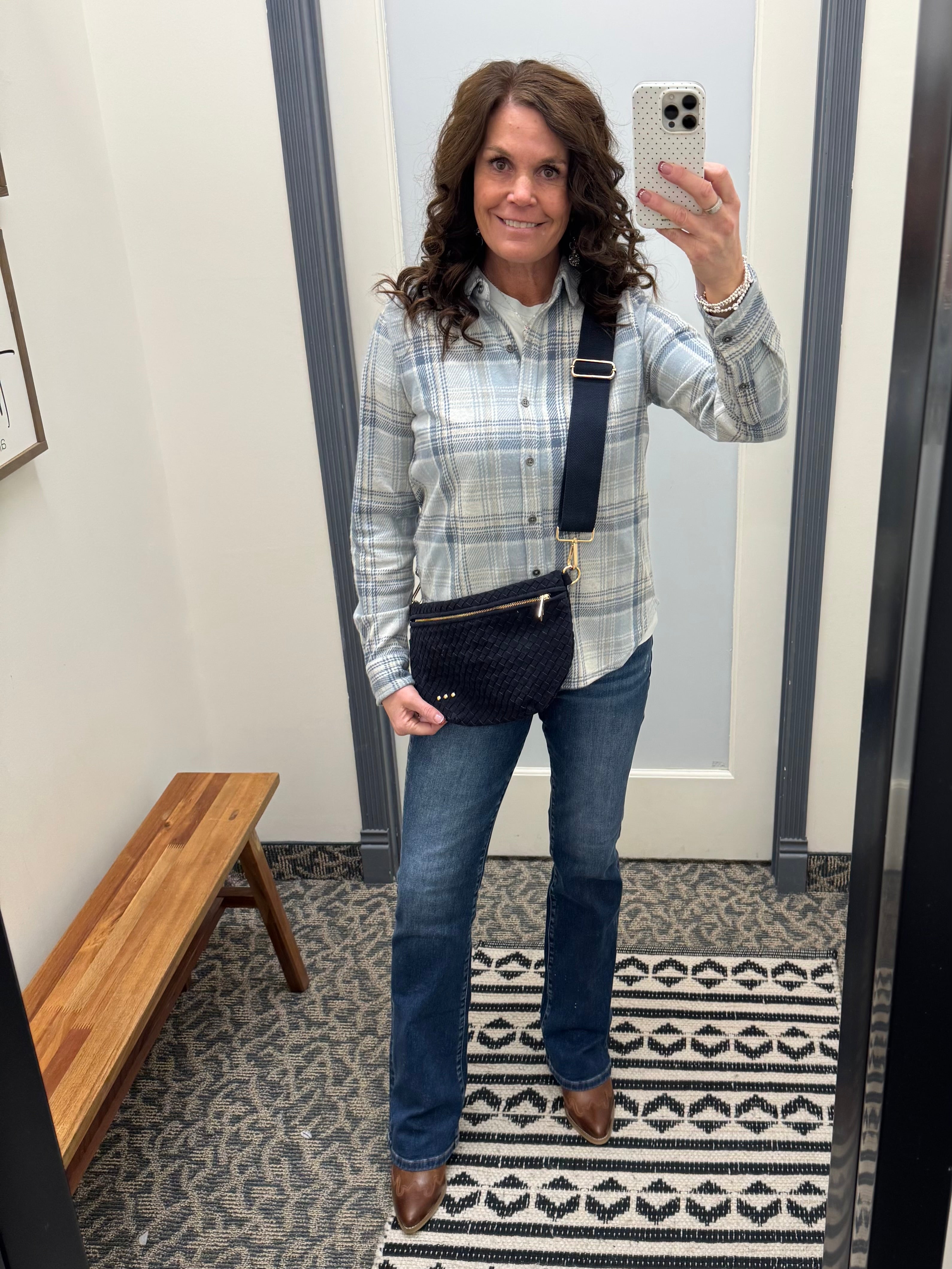 Blue/Tan Beatrice Flannel Tops - Button Ups FLAG AND ANTHEM