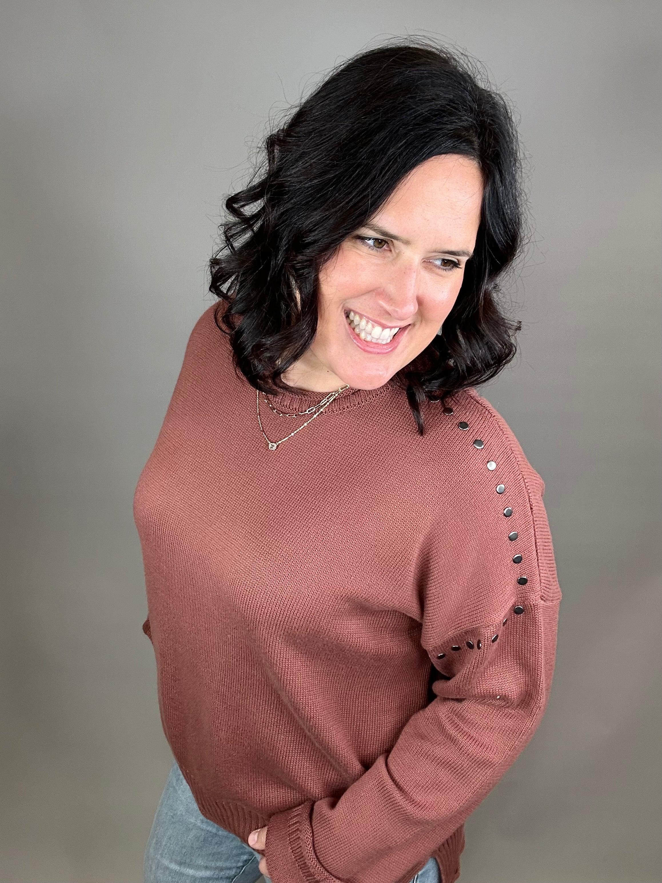 Burlwood Studded Sweater Top - Sweater WISHLIST