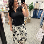 Black Flutter Sleeve Lizzy Top Tops- Blouses DEAR SCARLETT