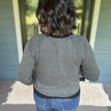Charcoal Pinstripe Raglan Top Top - Sweater STACCATO