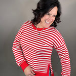 Red Stripe Side Split Top (wacky Wednesday) Top- Sweatshirts STACCATO