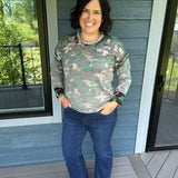 Camo Printed Crew Neck Sweater Top - Sweater FATE by LFD