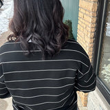 Black/Cream Stripe Polo Top