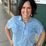 Light Denim Quincy Star Button Down Top Tops - Button Ups FLAG AND ANTHEM