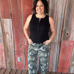 Green Camo Wide Leg Jeans Bottoms - Pants MICA DENIM
