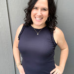Navy Ruffle Tank Tops- Tanks DOE & RAE