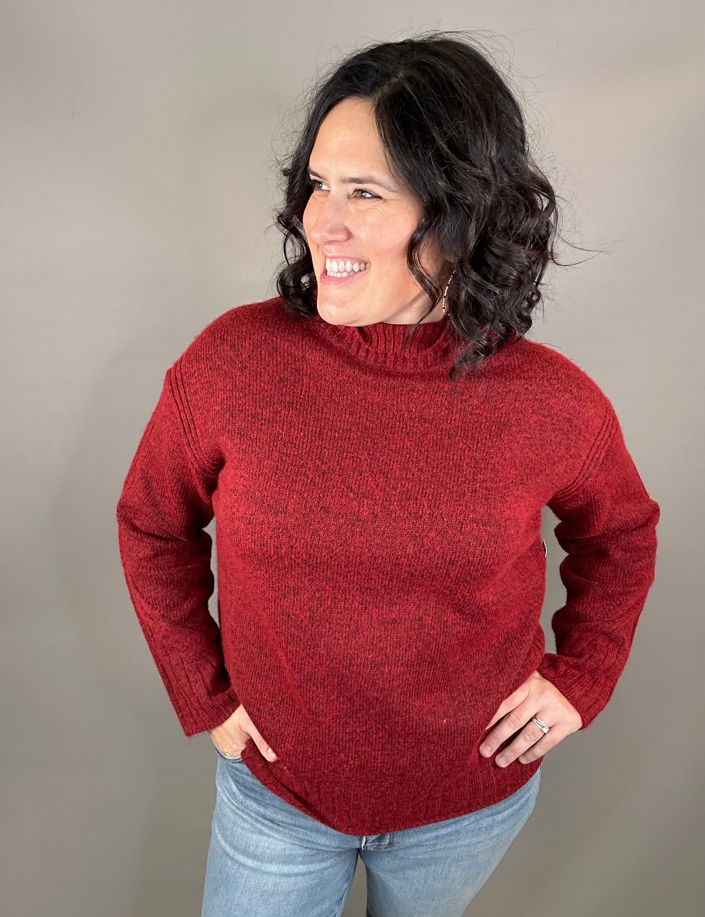 Burgundy Licarayen Mock Pullover Top - Sweater RD International