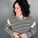 Black/Taupe Striped Knit Sweater